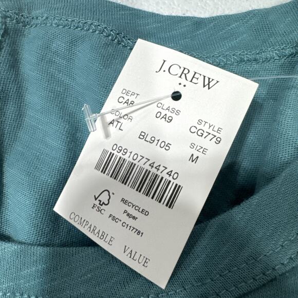 J Crew Women Girlfriend Tee Size M Crewneck T-Shirt Green Atlantis CG779 - Picture 4 of 10